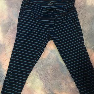 Athleta navy blue light blue striped crops